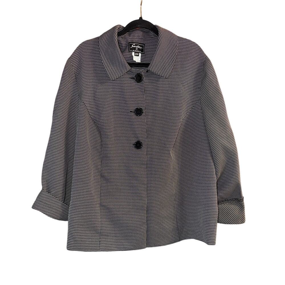 Sweet Suit Women's Plus Size Black & White Button Blazer Jacket Size 20W